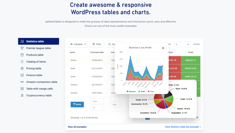 wpDataTables plugin homepage