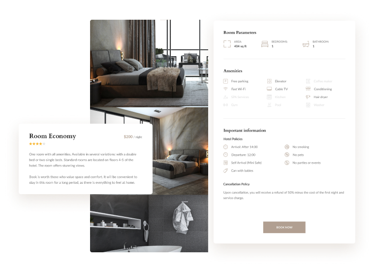 hotel booking single page example