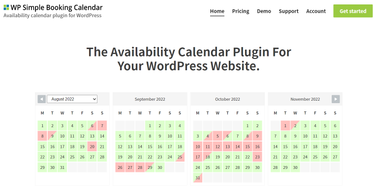wp simple booking calendar plugin site