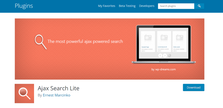 Ajax Search Lite plugin