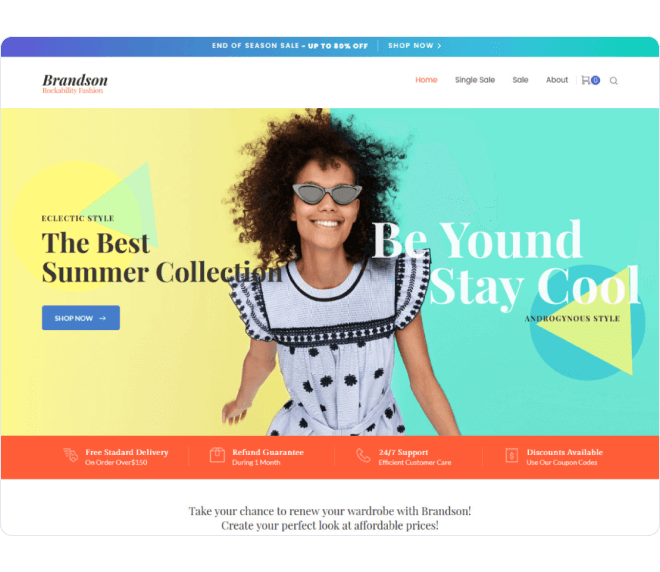 Brandson — responsive fashion store Elementor template