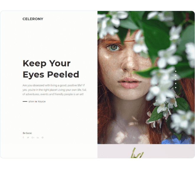 Celerony — creative splitscreen Elementor template