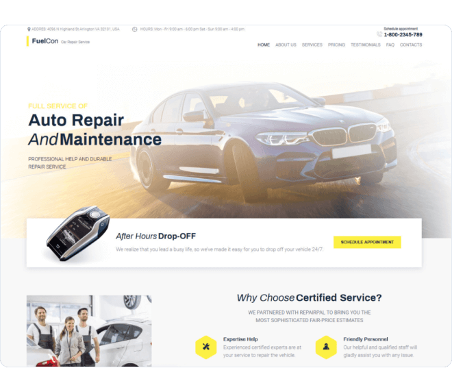 FuelCon — car repair Elementor template