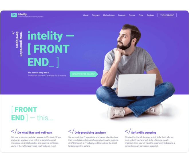 Intelity — IT courses Elementor template