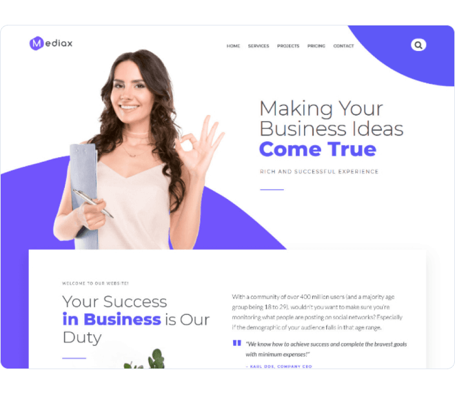 Mediax — business services Elementor template