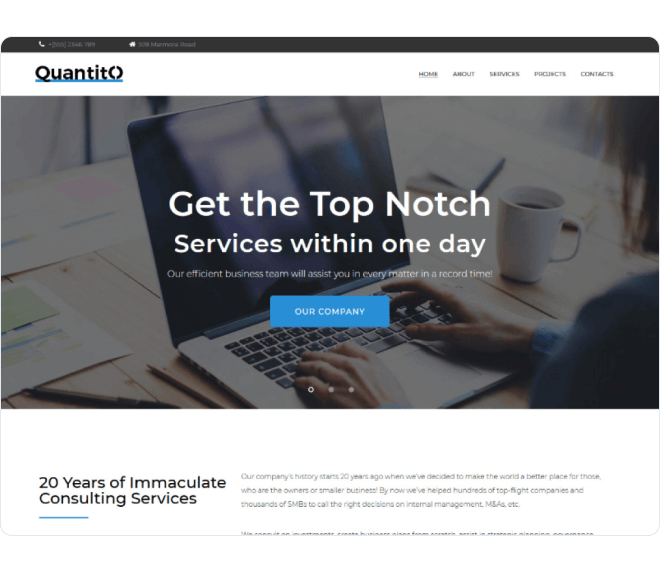 Quantito — consulting agency Elementor templatet