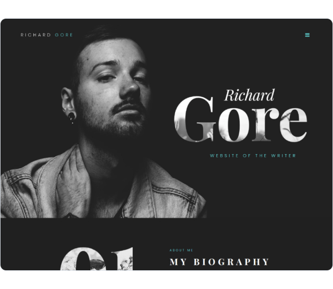 Richard Gore — writer portfolio Elementor template