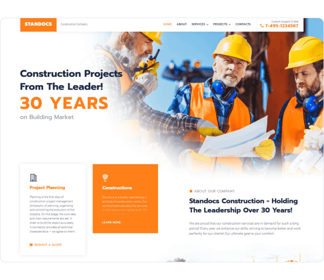Standocs — construction company Elementor template