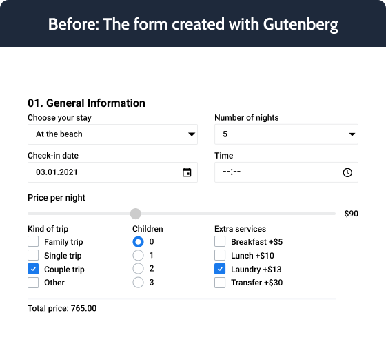 Gutenberg Blocks Before/After JetStyleManager