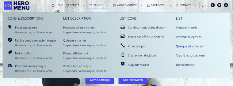 hero menu wp plugin