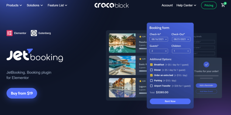 JetBooking booking wordpress plugin