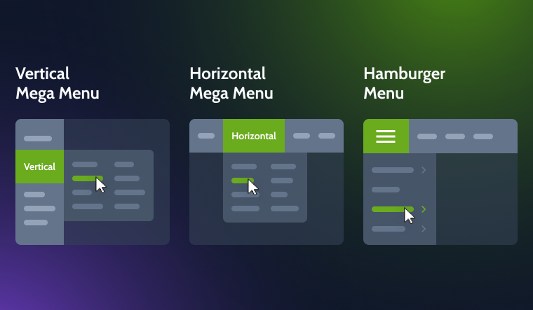 available mega menu layouts