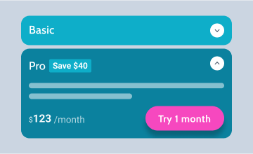 unfold widget added to the pricing table