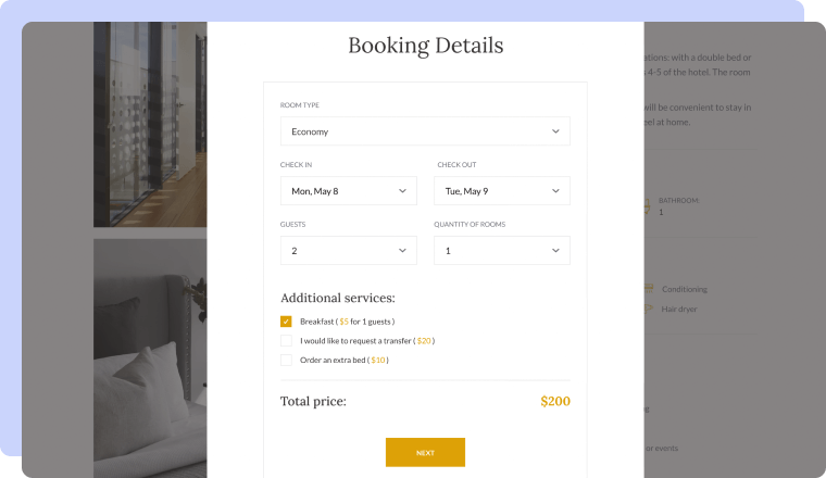 hotel booking dynamic template