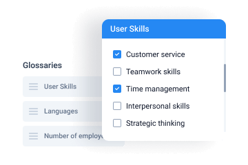 pre-filled values from the user skills glossary