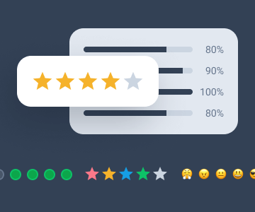 stars, emojis, percentages rating scales