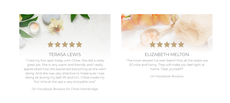 SPA salon testimonials template