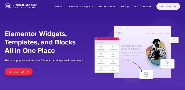 ultimate addons for elementor plugin homepage