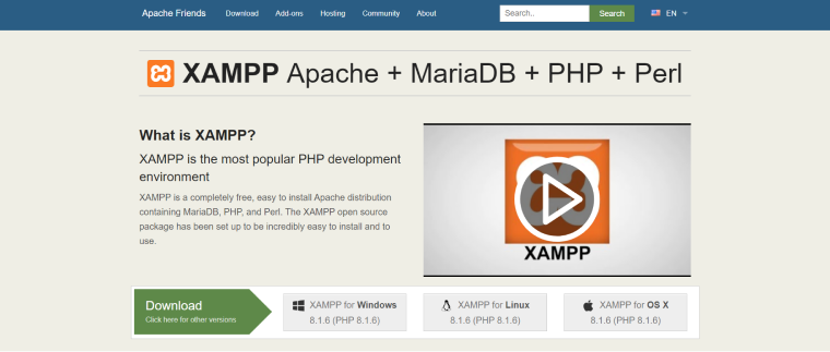 XAMPP WordPress server