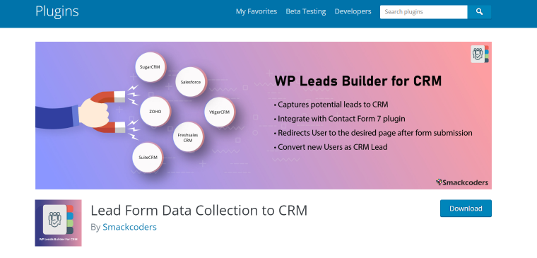 Wp leads builder for crm by smackcoders