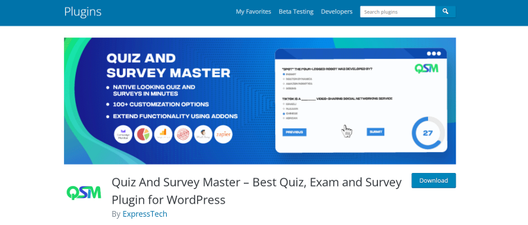 quiz and survey master wordpress plugin