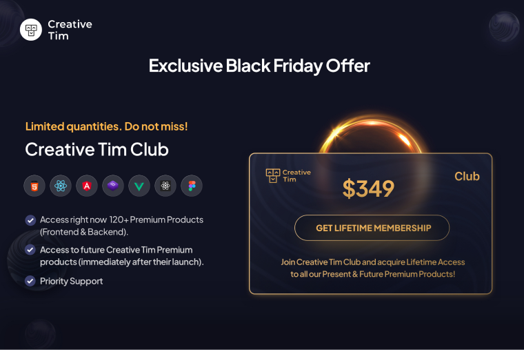 Creative tim bf and cyber monday discounts 2022