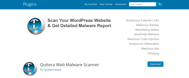 scanner de logiciels malveillants Web Quttera