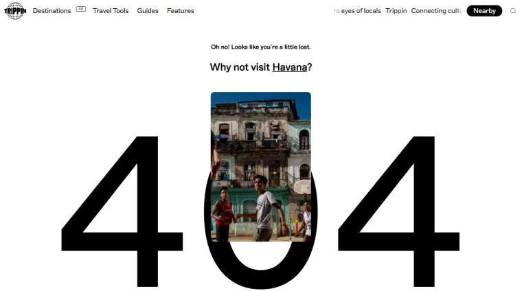 travel site error page