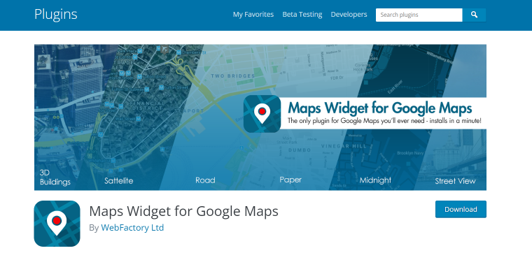 Виджет Карт для домашней страницы плагина Google Карт