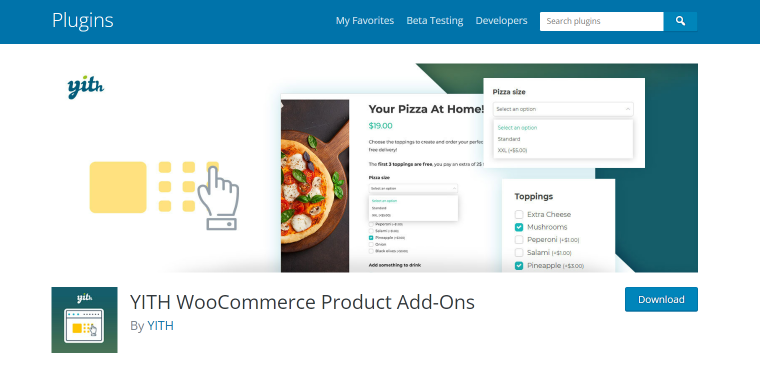 YITH WooCommerce Product Add-Ons plugin homepage