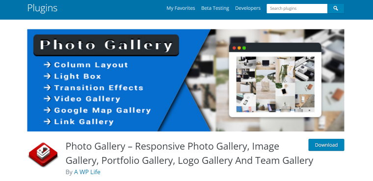 Photo Gallery plugin homepage