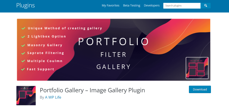 Portfolio Gallery plugin homepage