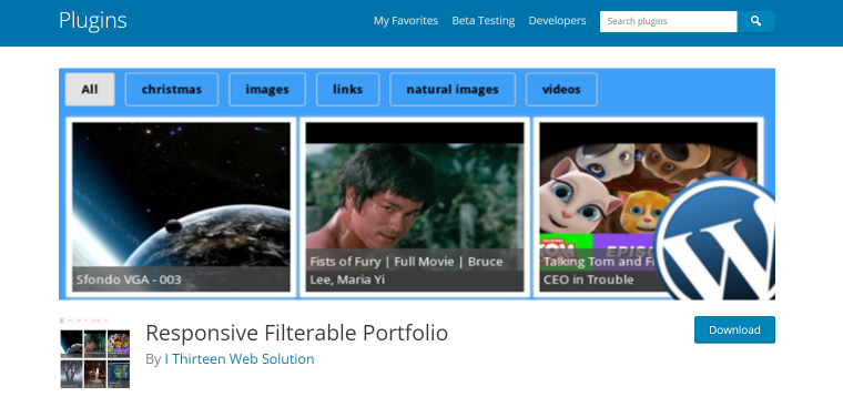 Responsive Filterable Portfolio plugin homepage