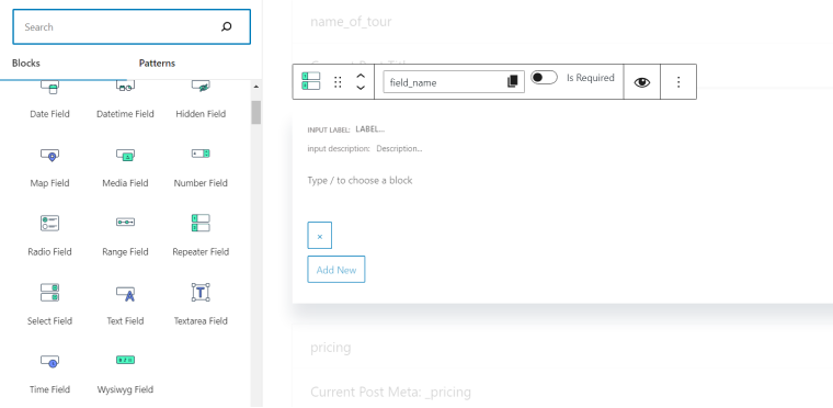 form repeater fields Gutenberg