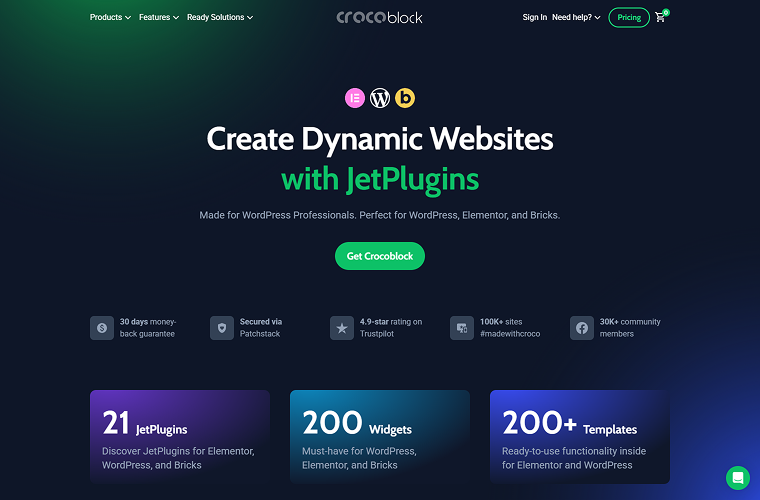 crocoblock website frontpage
