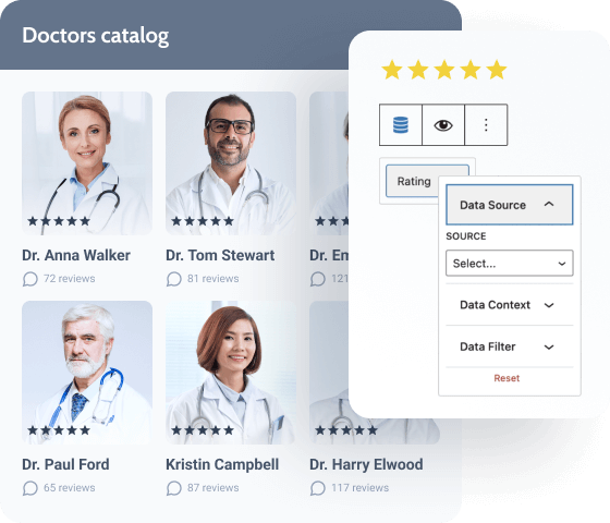 doctors catalog in wordpress as dynamic content example