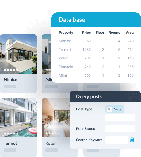 property listing with data base table
