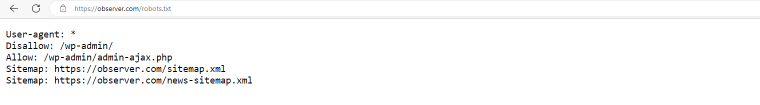 observer.com robots.txt file