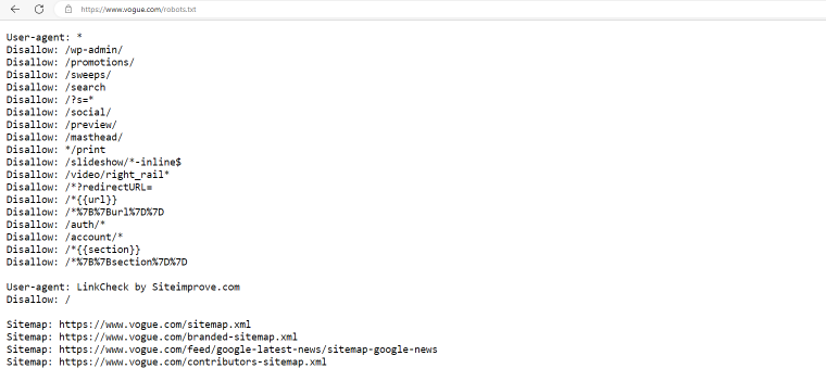 vogue.com robots.txt file