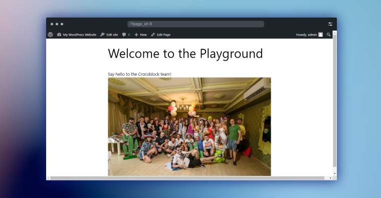 wordpress playground custom page