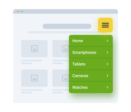 hamburger navigation menu layout