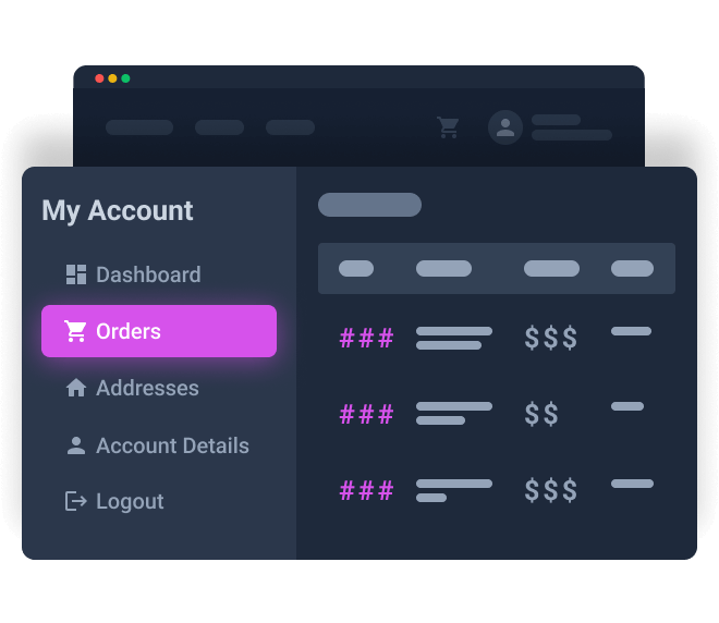 account orders widget