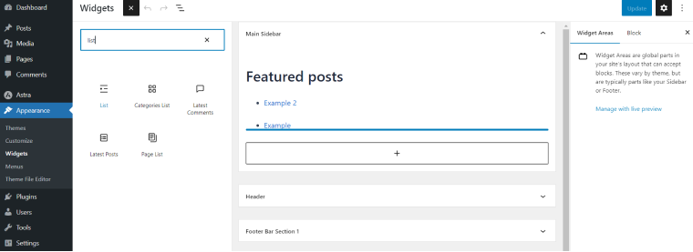 add featured posts via list widget