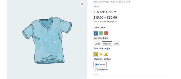 displaying variation swatches with variation swatches for woocommerce
