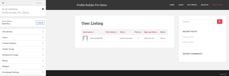 profile builder demo