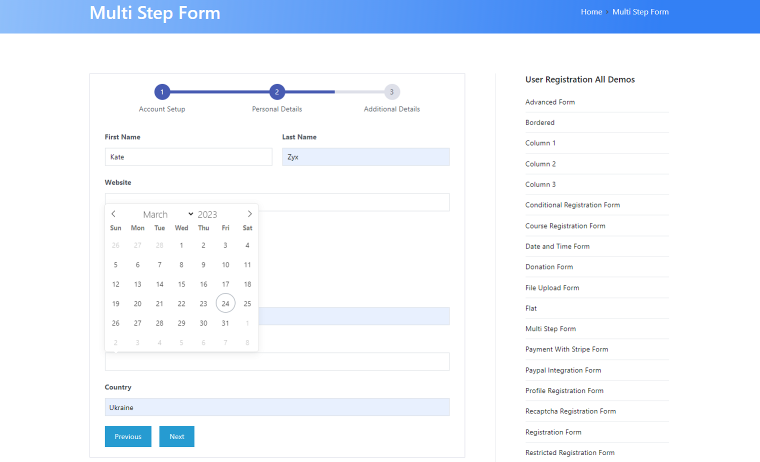 user registration plugin form templates