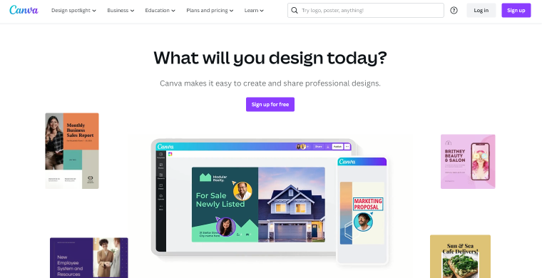 canva website homepage