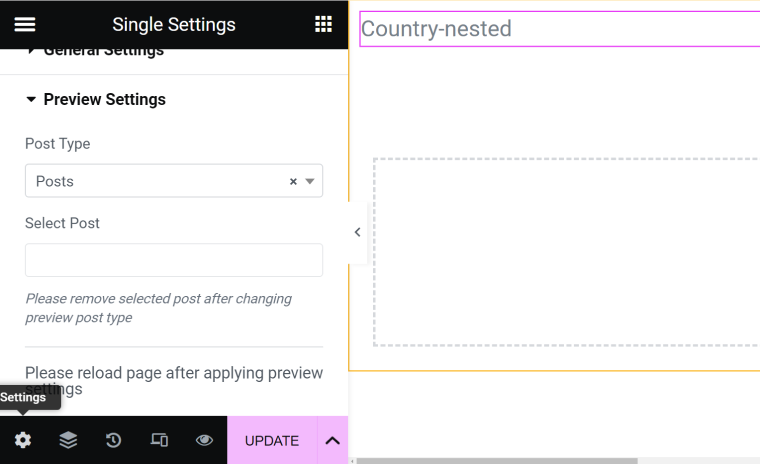 Template settings WordPress