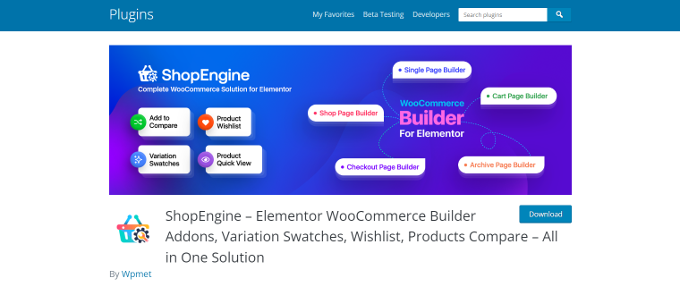 shopengine plugin for woocommerce product comparison