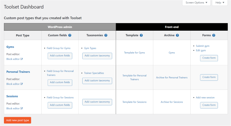 Toolset Dashboard